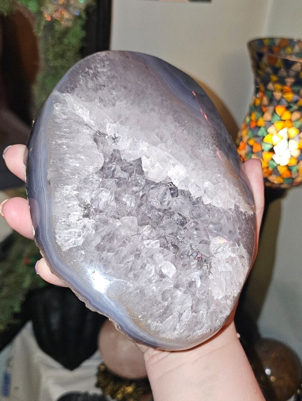 GIANT Natural Blue Agate & Quartz Crystal Statement Specimen XL HEAVY-Brazil NEW